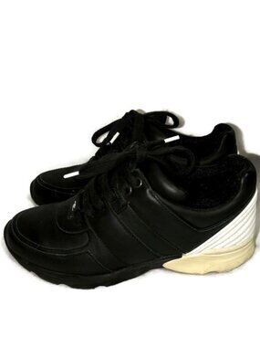 Chanel  Interlocking CC Logo Black White Leather Athletic Sneakers 38